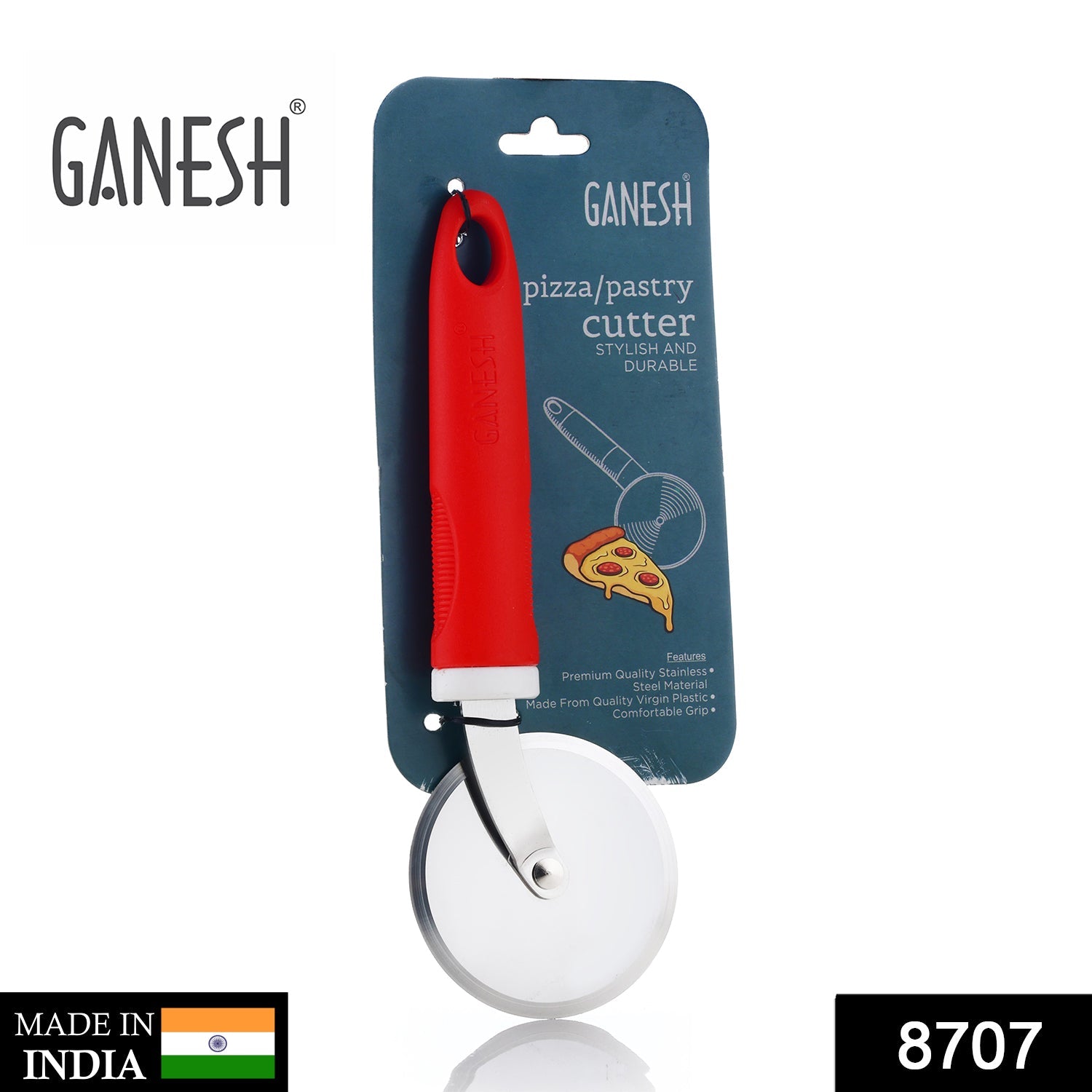 8707 Ganesh PIZZA / PASTRY CUTTER Wheel Pizza Cutter  (Stainless Steel) DeoDap 8707 Ganesh PIZZA / PASTRY CUTTER Wheel Pizza Cutter  (Stainless Steel) DeoDap